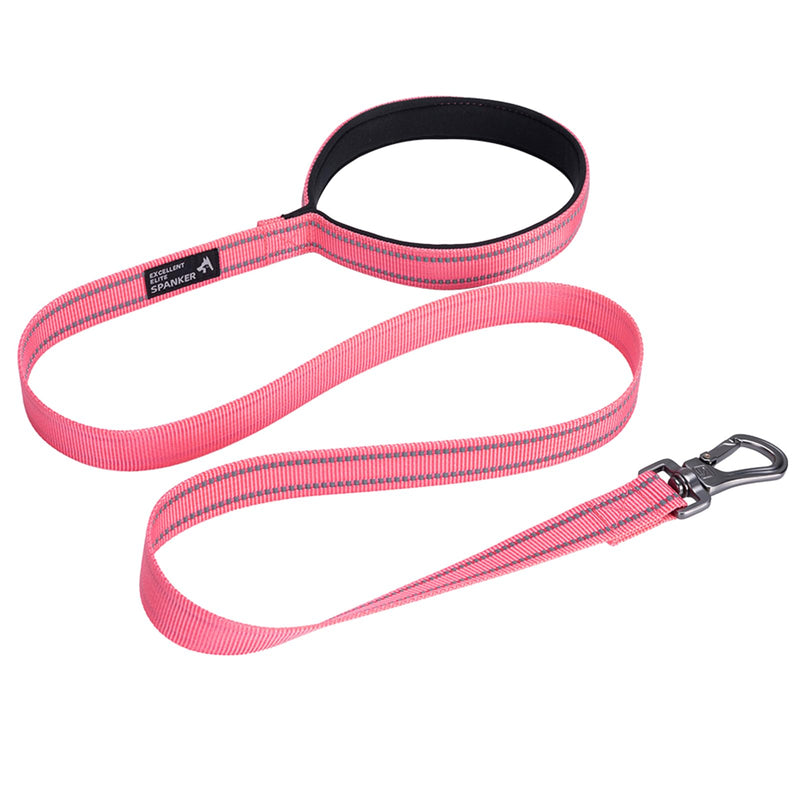 EXCELLENT ELITE SPANKER Strong Durable Nylon Dog Training Leash Traction Rope 4 Feet Long 1" Wide with Handle for Small and Medium Dog(Pink) 4.3ft x 1 in. Pink - PawsPlanet Australia