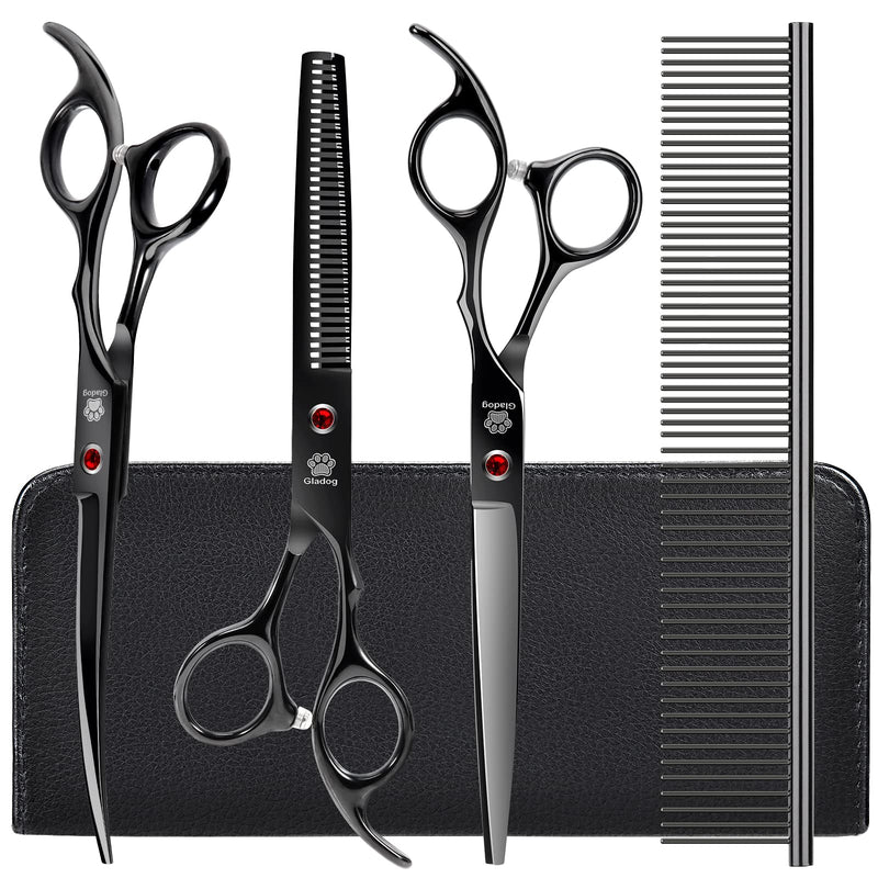 Dog Grooming Scissors Kit with Safety Round Tips, GLADOG Professional 5 in 1 Grooming Scissors for Dog and cat Professional Set 5 in 1 - PawsPlanet Australia