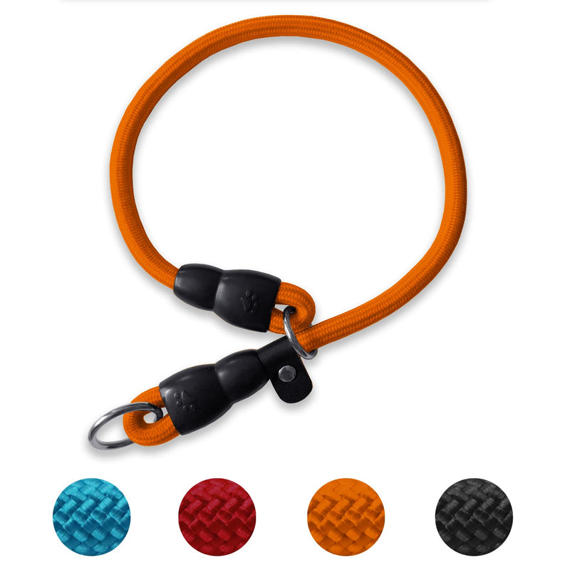 LOS ANDES Dog Slip Collar, No Pull Choker Collar for Dogs, Slip Collars with Slidable Stopper, Dog Training Collar Martingale Collar for Small Medium Large Dogs, Orange, L (25 in x 12 mm) L:25 inch, 12mm(Neck Max 22inch) - PawsPlanet Australia