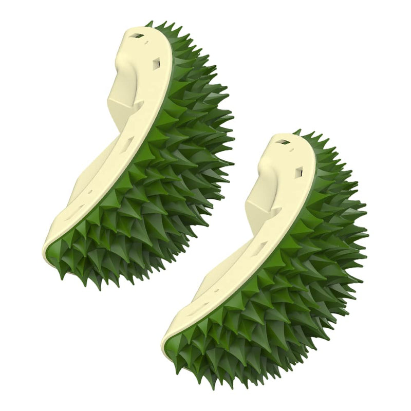 Katutude Cat Self Groomer, 2 Pcs Durian Shape Cat Grooming Brush Indoor Cat Corner Face Scratcher Wall Mounted Cat Massage Combs Gently Removes Loose Hair, Green 2 pieces - PawsPlanet Australia