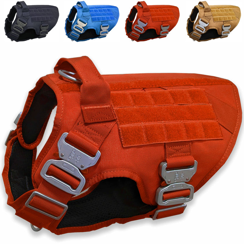 Tactical Dog Harness with 4 Metal Buckles; Waterproof, Military Grade Dog Vest; no-pulls but Does not Choke Neck; Great with Prevents Escapes, Heavy-Duty Dog Harness for Large Dogs Red (L) Large (L) - PawsPlanet Australia