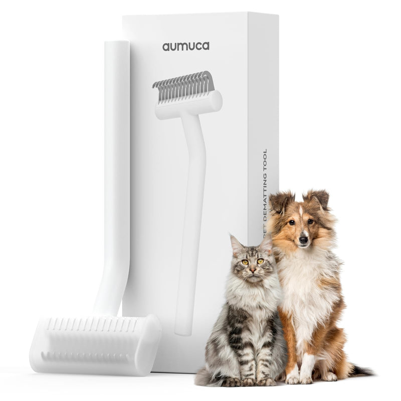 aumuca Undercoat Rake for Cats & Small/Medium Dogs – Deshedding Brush & Dematting Comb for Double-Coated Pets with Long or Short Hair, Matted Fur – Grooming Tool for Kitten, Puppy, Rabbit and Horse