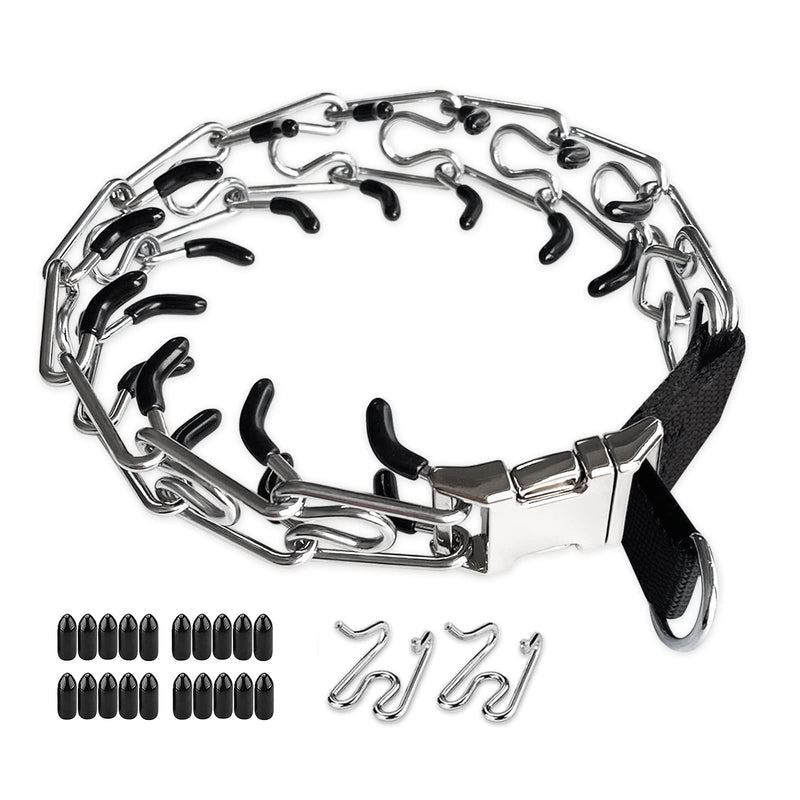 Prong Training Collar for Dogs, Adjustable Dog Pinch Collar with Quick Release Buckle, No Pull Collar for Small Medium Large Dogs, Extra Link and Caps M/L(17-23" Neck, 3.5mm)
