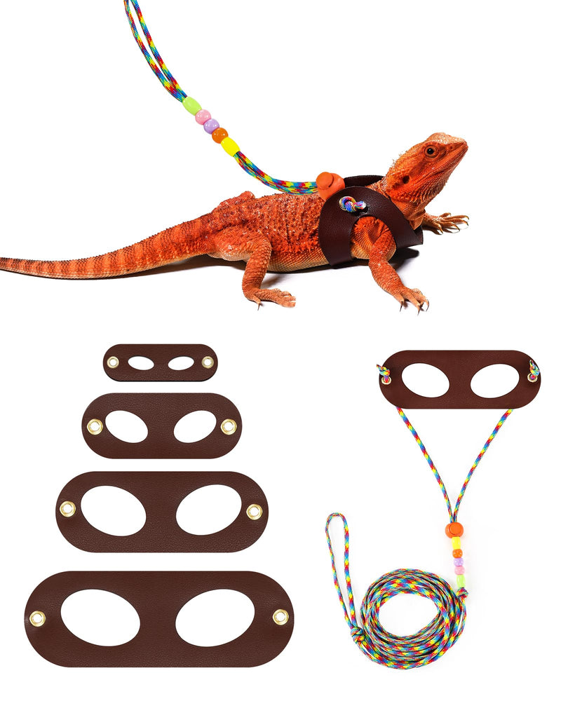 LIKZINWA Bearded Dragon Lizard Leash Harness,4 Size Pack Adjustable Small Animal Harness for Reptile and Small pet (Brown) Brown - PawsPlanet Australia