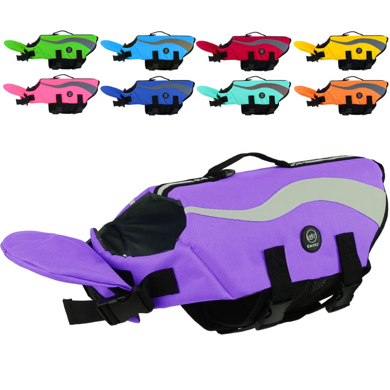 EMUST Dog Flotation Vest, Reflective Life Jacket for Small Dogs with Rescue Handle, Small Dog Vests Lifesaver for Swimming Boating Water with Front Neck Float, Purple,S S - PawsPlanet Australia