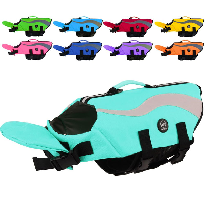 EMUST Life Jacket for Large Dogs, Dog Life Vest for Small/Medium/Large Dogs with Double Rescue Handles, High Reflective Dog Life Preserver for Swimming, Turquoise,L L - PawsPlanet Australia