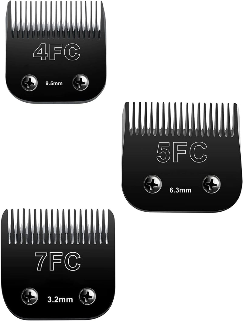 Detachable Pet Dog Clipper Blades,Compatible with Oster A5, Wahl KM Series Clippers,Made of Ceramic,BLACK,3 PACK (4FC 5FC 7FC) 4fc 5fc 7fc - PawsPlanet Australia