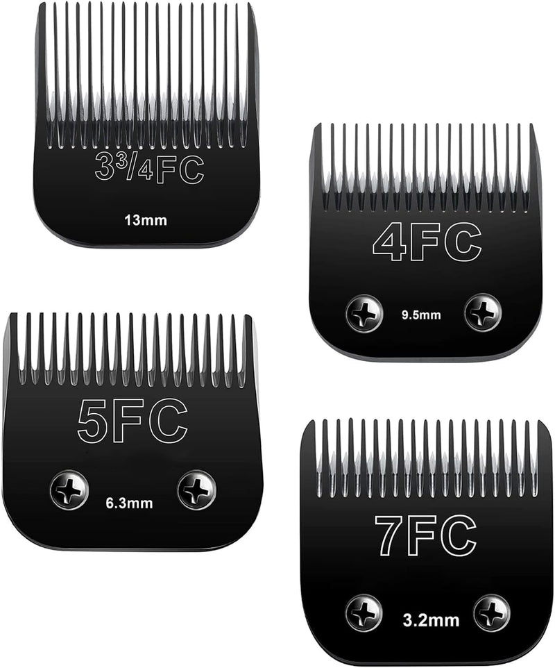Detachable Pet Dog Clipper Blades,Compatible with Andis, Oster A5, Wahl KM Series Clippers,Made of Ceramic,Black?4PACK (3FC 4FC 5FC 7FC) 3fc 4fc 5fc 7fc