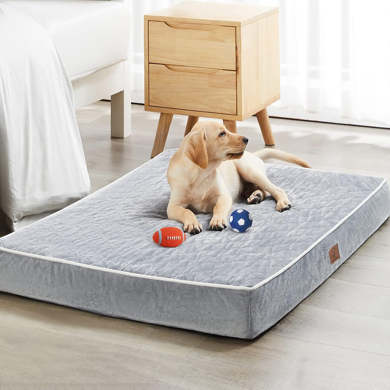 WNPETHOME Orthopedic Waterproof Extra Large Dogs Bed with Removable Washable Cover, Multi-Needle Quilting XL Crate Bed for Large Sized Dog, Light Grey 42"L x 30"W x 4"Th - PawsPlanet Australia