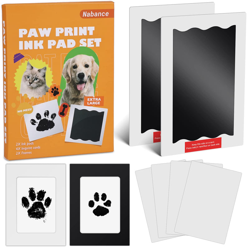 Nabance Paw Print Kit, Dog Nose Print Kit, No Mess Paw Print Stamp Pad for Dogs & Cats, 8Pcs Pet Paw Print Impression Kit with Photo Frames, Clean Touch Ink Pads, Nose Print Stamp Pad for Dogs Black 2-Pack, Large - PawsPlanet Australia