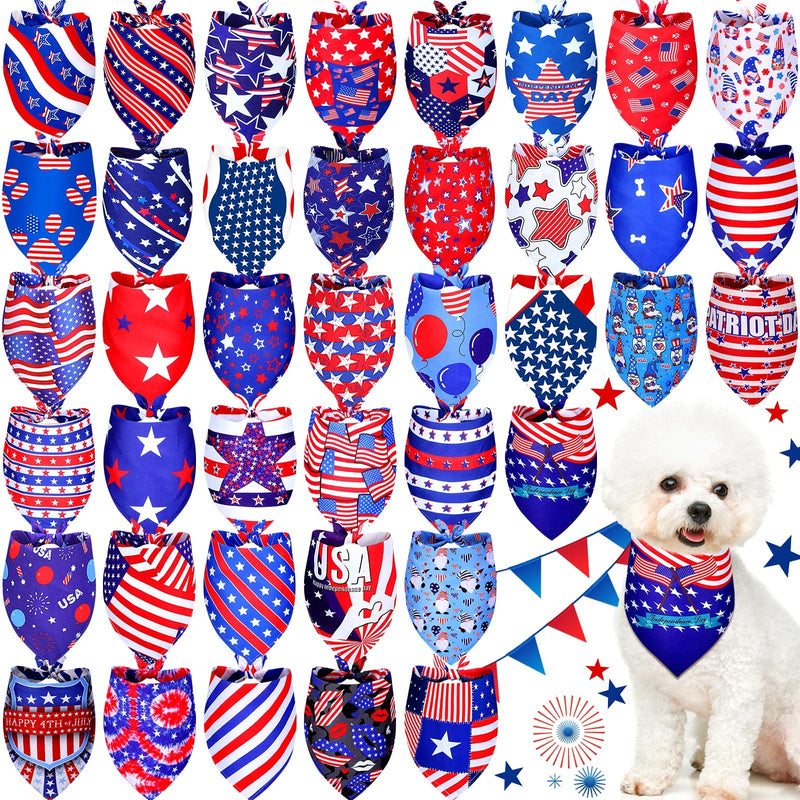 Sadnyy 40 Pcs Veteran Day Dog Bandana Bulk Memorial Patriotic American Flag Star Stripe Adjustable Bandana for Dogs 4th of July Puppy Kerchief National Independence Red White Blue USA Pet Scarf(L) L - PawsPlanet Australia