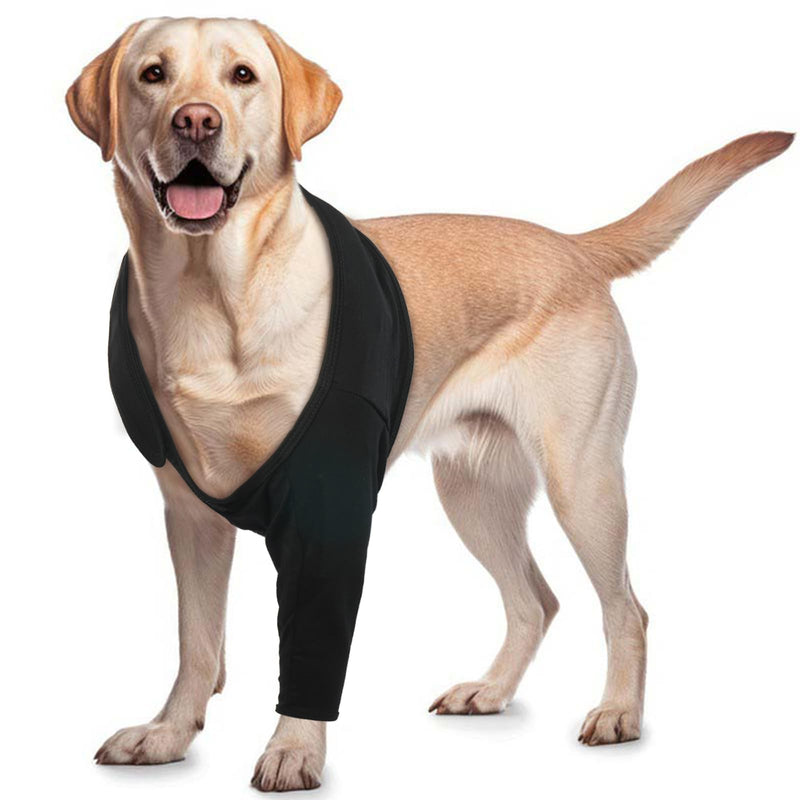 ROZKITCH Dog Surgery Recovery Sleeve Front Right Left Leg, Pet Prevent Licking Wound Elbow Brace Protector, Dog Recovery Suit Cone Collar Alternative for Sprain ACL CCL Arthritis Joint Care Black XL XL(Chest Girth:25.1"-33") - PawsPlanet Australia