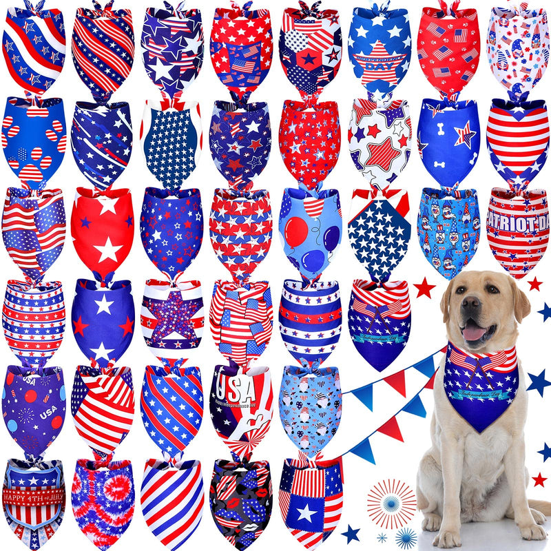 Sadnyy 40 Pcs Veteran Day Dog Bandana Bulk Memorial Patriotic American Flag Star Stripe Adjustable Bandana for Dogs 4th of July Puppy Kerchief National Independence Red White Blue USA Pet Scarf(XL) XL - PawsPlanet Australia