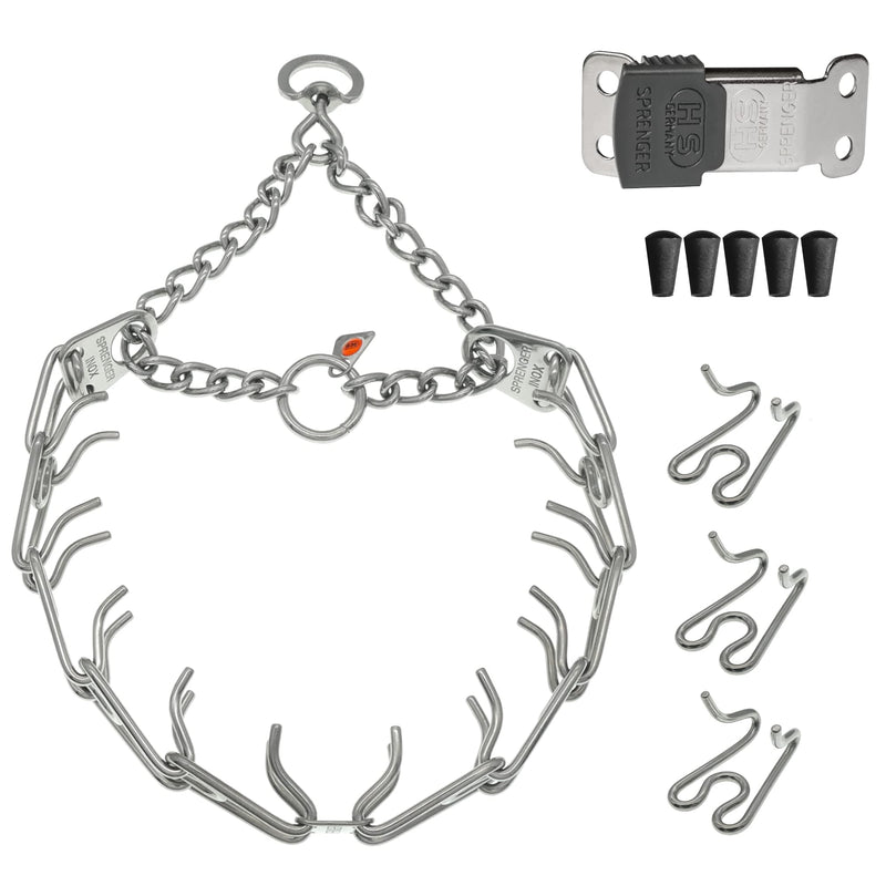 Herm Sprenger Prong Dog Collar – Stainless Steel Training Collar with Quick Release ClicLock Buckle, 3 Extra Links, 30 Comfort Tips, for Small Medium Large Dogs, Made in Germany Medium-Large (3.2 mm links) - PawsPlanet Australia
