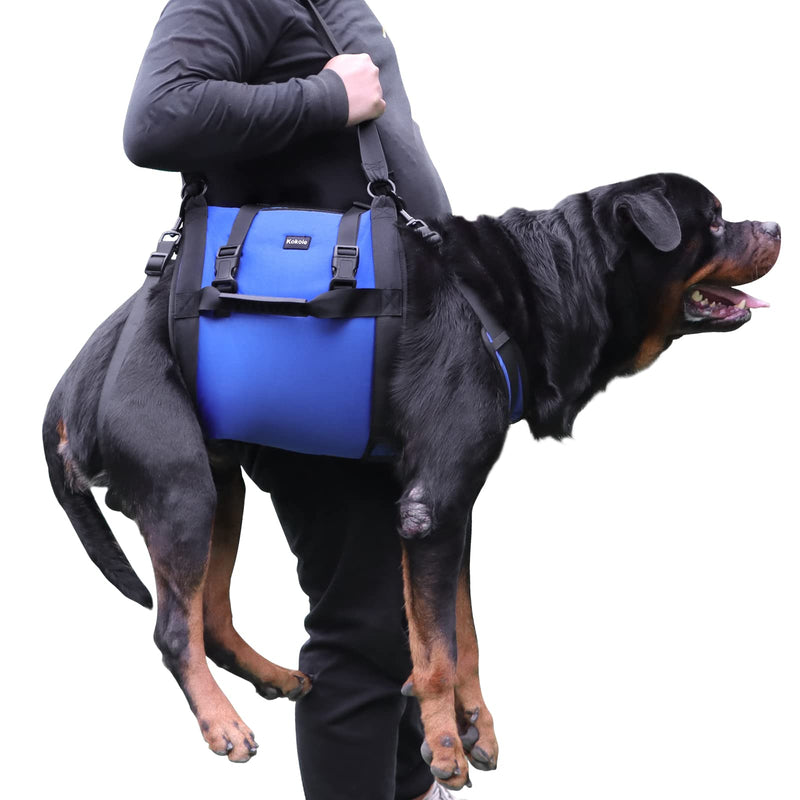 Dog Carry Sling, Emergency Backpack Pet Legs Support & Rehabilitation Dog Lift Harness for Large Dogs, Dog Carrier for Senior Dogs Joint Injuries, Arthritis, Up and Down Stairs (Blue, XXL) Blue - PawsPlanet Australia