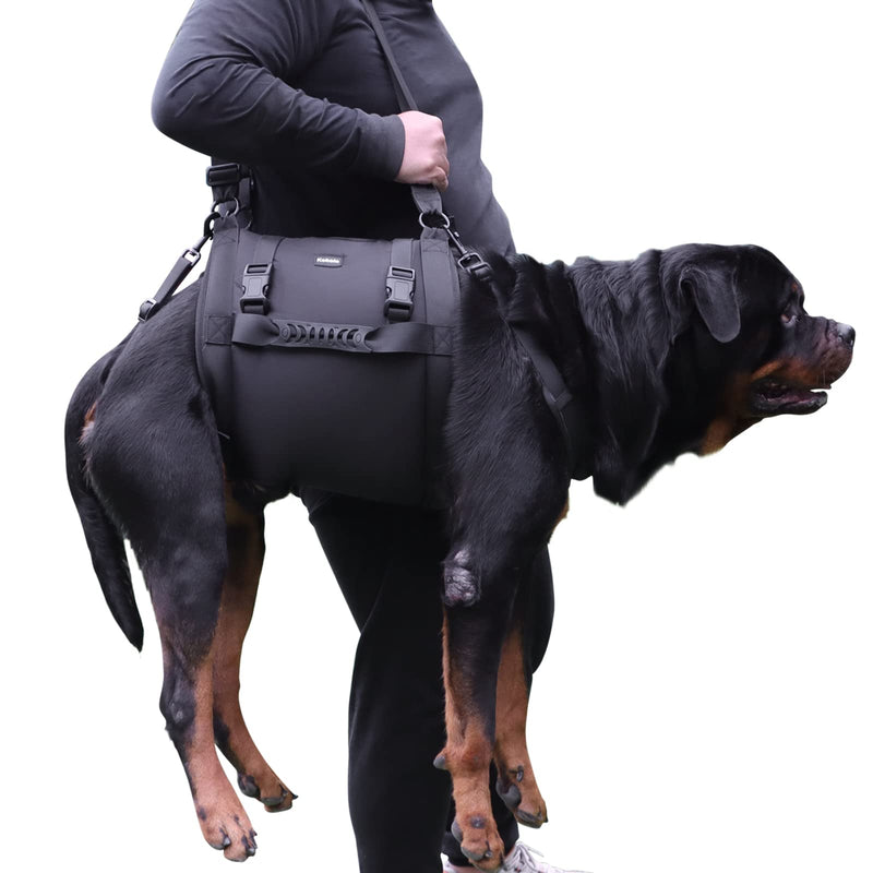 Dog Carry Sling, Emergency Backpack Pet Legs Support & Rehabilitation Dog Lift Harness for Large Dogs, Dog Carrier for Senior Dogs Joint Injuries, Arthritis, Up and Down Stairs (Black, XXL) Black - PawsPlanet Australia