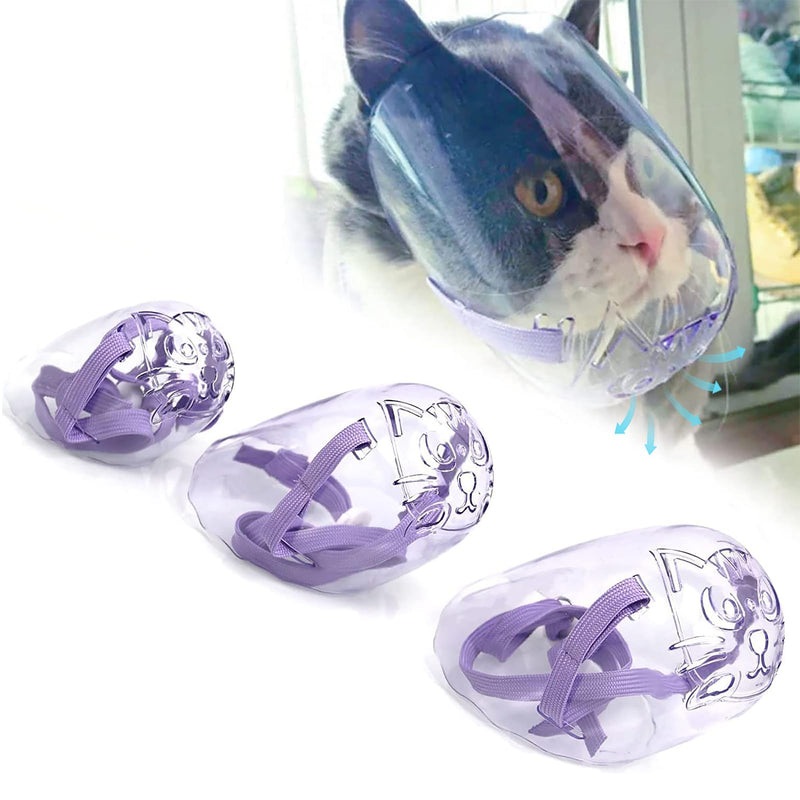 3PCS Cat Muzzle Set Transparent Muzzle Breathable Cat Hood from Biting Chewing Grooming Restraint for All Cats and Pointed Mouth Dogs (Small Medium Large Size) - PawsPlanet Australia