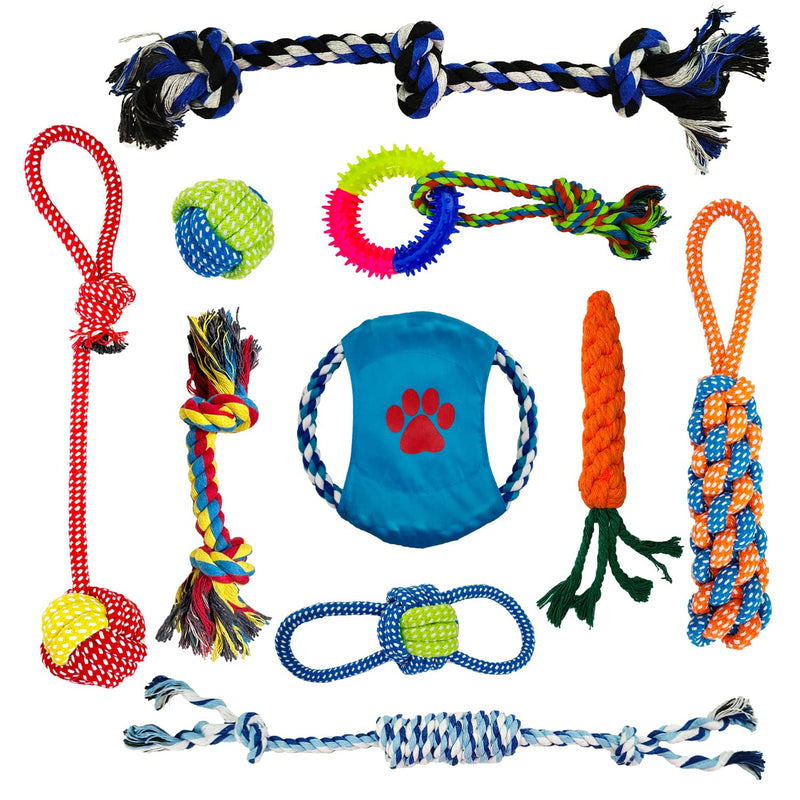10 Pack Dog Rope Toys, Puppy Teething Chew Toys, Durable Dog Rope Toys Bundle for Boredom,Interactive Dog Toys for Small,Medium &Large Breed 10 PACK - PawsPlanet Australia