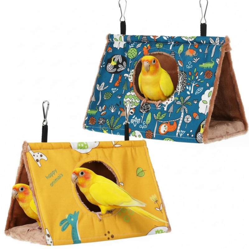 Cunno 2 Pcs Winter Bird Warm Nest House Bird Bed for Cage, Hanging Hammock, Plush Fluffy Shed Birds Hideaway 9.8 x 5.5 x 5.9 Inch Sleeping Bed Fuzzy for Budgies, Lovebird, Parrot, Parakeets, Cockatiel Large