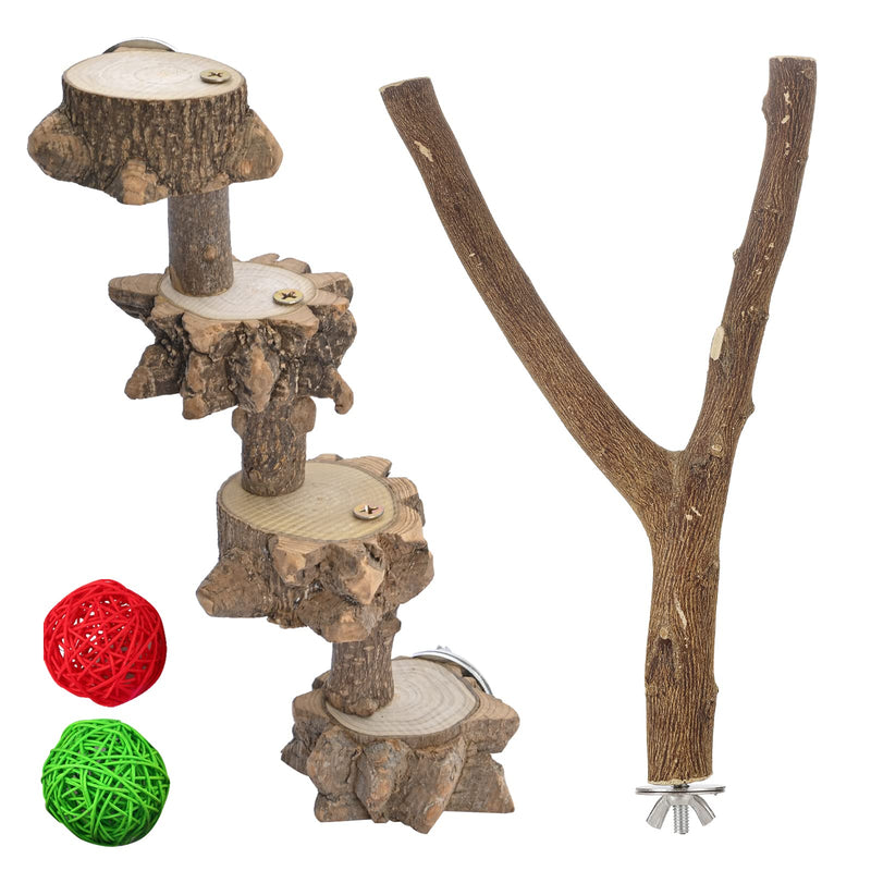 Parakeet Perches Toys for Cage, Bird Perch Stand Budgie Parrot Cockatiel Playground 4 Steps Ladder for Accessories 2 Pcs - PawsPlanet Australia