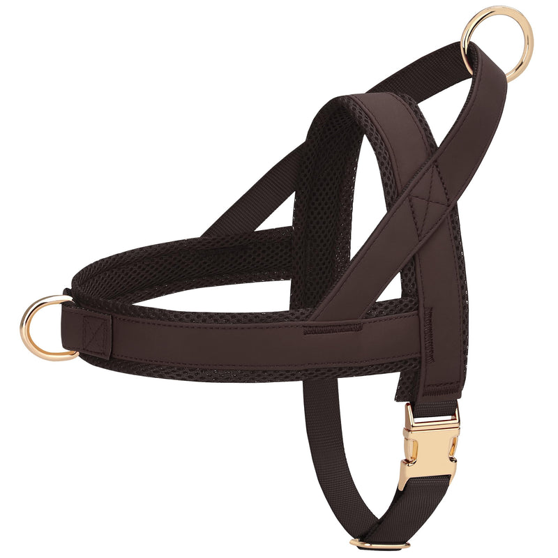 PET ARTIST No Pull Dog Harness, Soft Padded PU Leather Step in Dog Harness with Quick Release Metal Buckle, Adjustable Quick Fit Pet Strap Vest Harnesses for Medium Dogs Walking Training,Chest 22-27" M:Chest 22-27" (28.5-49.5lbs) Brown - PawsPlanet Australia