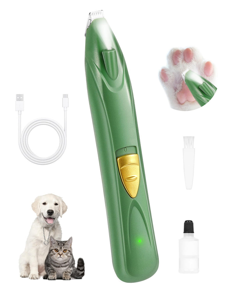 Dog Clippers for Grooming, Cordless Dog Grooming Kit for Small Dogs with LED Light, Rechargeable Low Noise Cat Hair Trimmer for Grooming Pet Hair Around Paws, Eyes, Ears, Face, Rump (Green) Green - PawsPlanet Australia
