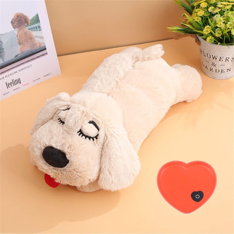 3T group Heartbeat Puppy Toy Sleep Aid for Dogs,Heartbeat Dogs Toys for Anxiety Relief,Stuffed Animal with Heartbeat for Puppy,Dog Heartbeat Toy for Puppy Plush Calming Toys Puppy Essentials(Beige) beige - PawsPlanet Australia