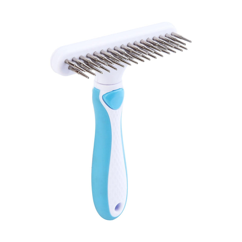 Pet Grooming Brush - Undercoat Rake for Dogs, Cats, Dematting Deshedding Brush Comb - Ideal for Thick, Long Hair, Matted Pets - Professional Shedding Tool - Blue - PawsPlanet Australia