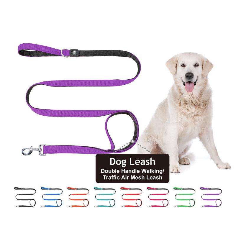 Double Handle Walking/Traffic Air Mesh Leash Large Amethyst - PawsPlanet Australia
