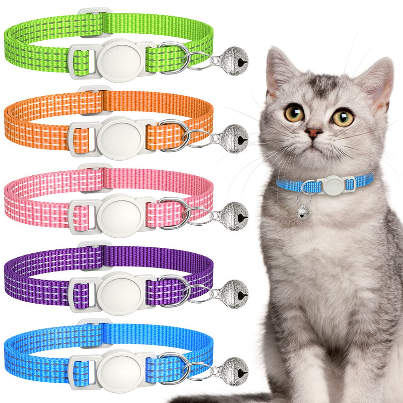 5 Pack Reflective-Breakaway Cat Collars with Bells,Adjustable Small Cat Collar,Ideal for Girl Cats Male Cats Kittens Puppies,Pet Supplies Stuff Accessories 7.9" - 13" (5 Bright Colors) 5 Bright Colors - PawsPlanet Australia
