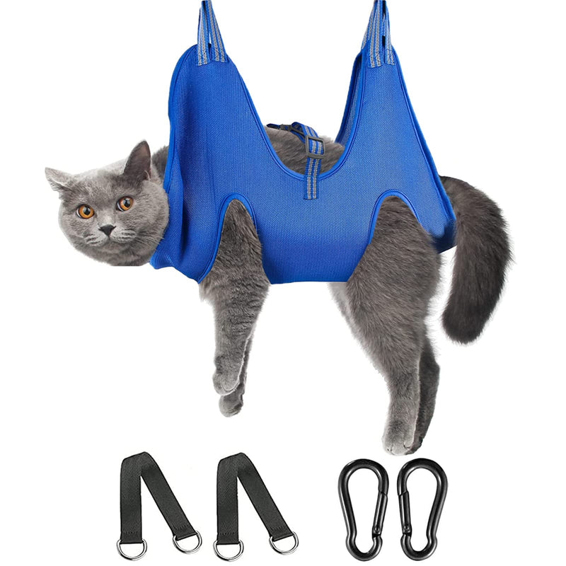 FEEGO Pet Grooming Hammock for Small Dogs & Cats, Dog Grooming Hammock, Pet Grooming Sling, Dog Grooming Harness, Pet Nail Clip Bag for Grooming, Cat Grooming Sling for Trimming Nail and Ear/Eye Care XXS (4-6) inch Blue - PawsPlanet Australia