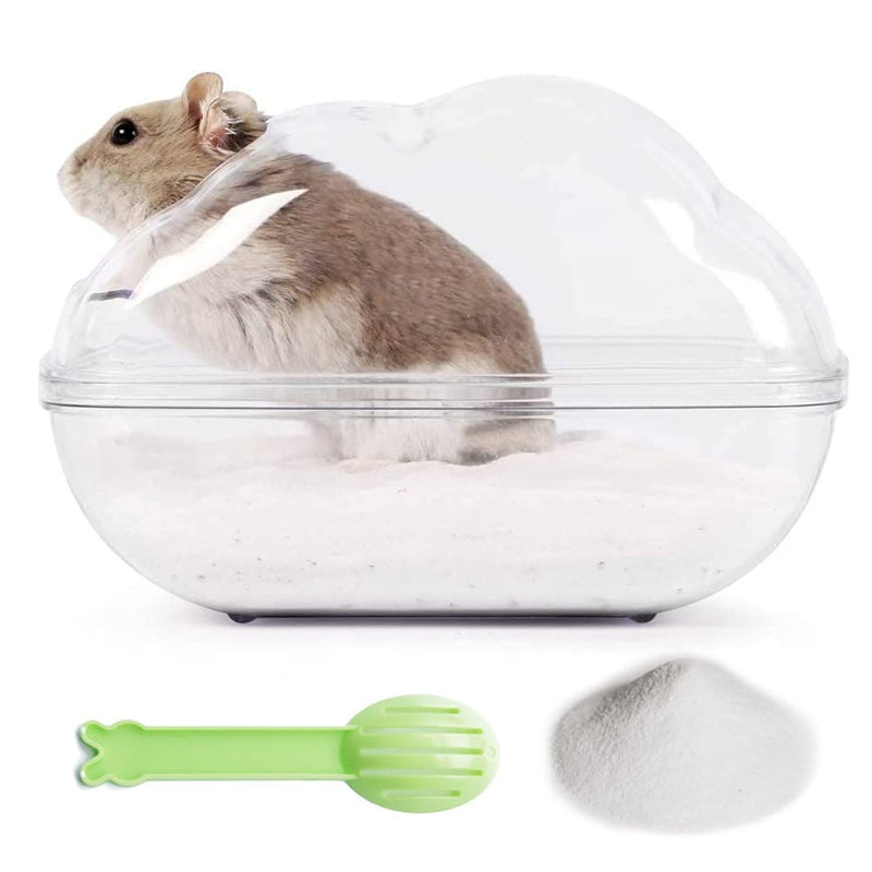Hamster Small Animal Sand Bath Box Bathtub Critter's Bathroom with Bath Sand and Scoop Accessories for Mice Hedgehog Lemming Gerbils or Other Small Pets (Medium) +200g Sand+1 Spoon Medium - PawsPlanet Australia