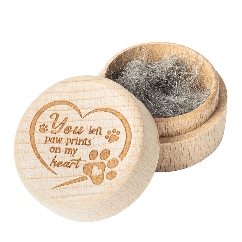 Pet Hair Keepsake Box, Wooden Pet Fur Memorial Box with Pet Paw Engraving Dog Cat Hair Ashes Container Memorial Urn Pet Loss Sympathy Gifts for Pet Lovers Friends - PawsPlanet Australia