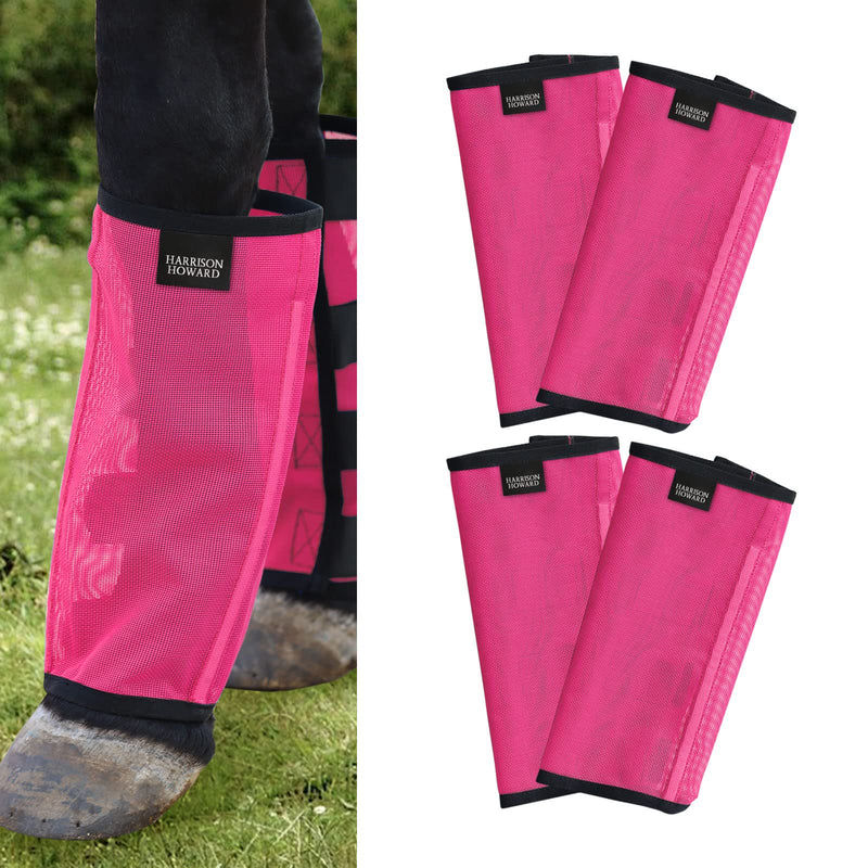 Harrison Howard Loose Fitting Fly Boots UV-Protective Extra Tough Mesh Ventilated Four Fasteners Stay-on Design Protect Horse Legs & Stomp-Reducing Set of 4 Magenta Large - PawsPlanet Australia