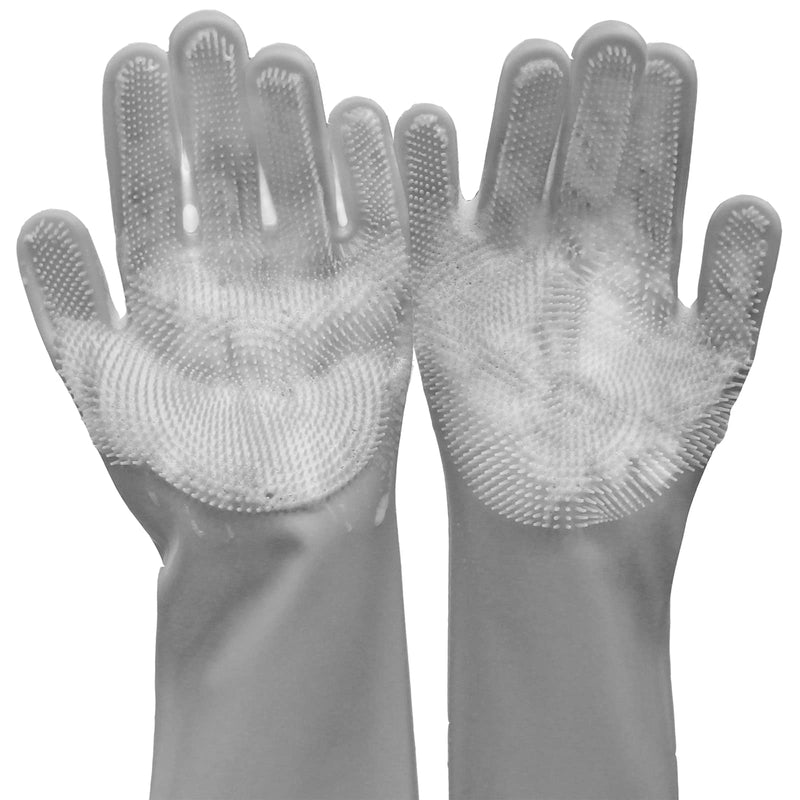 Pet Grooming Gloves, Dog Bathing Gloves with High-Density Teeth, Heat Resistant Silicone Cat Hair Remover with Enhanced Five Finger Design, Bathing and Massaging for Dogs and Cats (Grey) Grey - PawsPlanet Australia