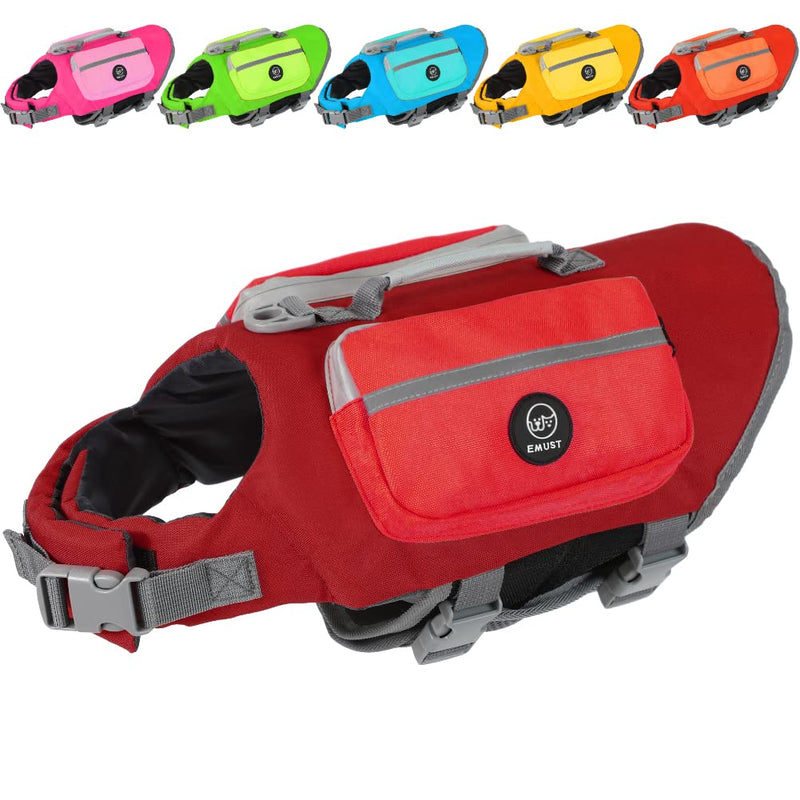EMUST Dog Flotation Vest, Life Jacket for Small Dogs with Rescue Handle, Small Dog Vests Lifesaver for Swimming Boating Water, Red S - PawsPlanet Australia