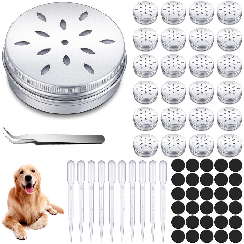 59 Pcs Dog Scent Training Kit, 24 Dog Scent Training Box Dog Nose Work Containers Aluminum Cans 24 Magnetic Dots 10 Plastic Dropper with 1 Tweezer for Work Dogs Training - PawsPlanet Australia