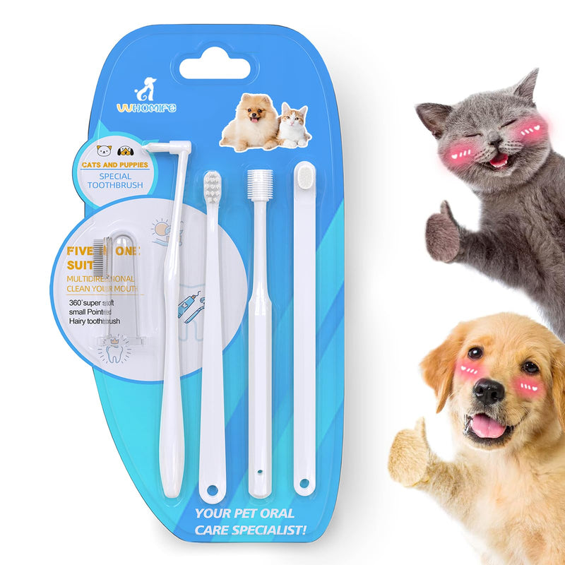 Cat Toothbrush Kit, Dog Toothbrush Kit, Suitable for All Cats and Dogs Dental Care. White, Soft Bristles, Meet All Cleaning Needs, Multi-Functional Dental Cleaning (S) S - PawsPlanet Australia