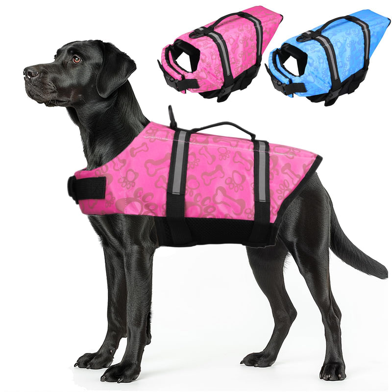 Neween Dog Life Jacket with Reflective Stripes, Adjustable Dog Life Vest Ripstop Dog Lifesaver Pet Life Preserver with Rescue Handle and High Flotation Swimsuit for Small Medium Large Dog, Pink, Small Small (Chest Girth:16.14"-20.87") - PawsPlanet Australia
