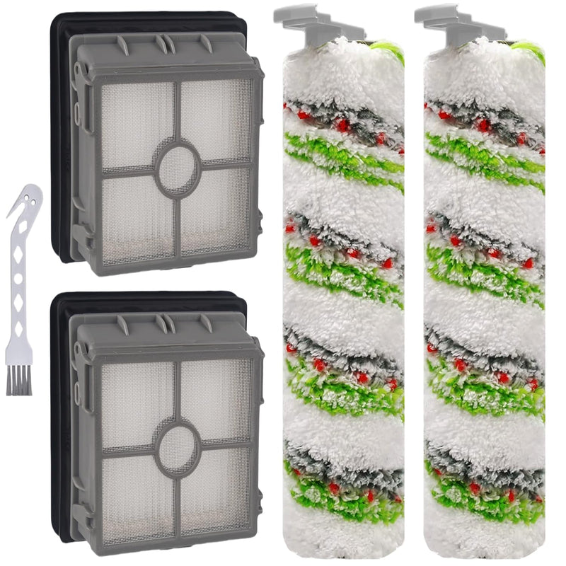 6 Pack Brushes and Filters Replacement Compatible with Bissell Crosswave X7 Pet Pro 3279 3277 3011 3055 Multi-Surface Wet-Dry Vacuum, 3 Roller Brushes, 3 HEPA Filters, 1 Cleaning Brush 6