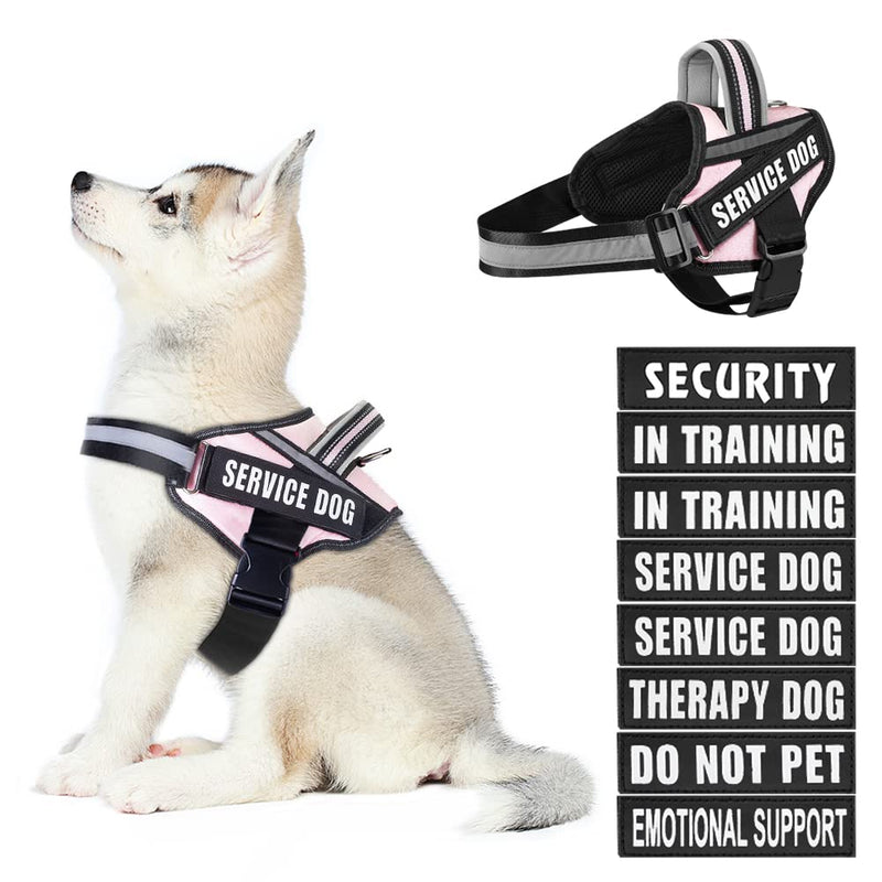 Dog Vest Harness and Patches Set, Animire in Training Service Dog Harness with 10 Dog Patches, Reflective Dog Vest with Handle for Small, Medium, Large, and Extra-Large Dogs SMALL (Chest: 17.5-23 Inch) Pink - PawsPlanet Australia