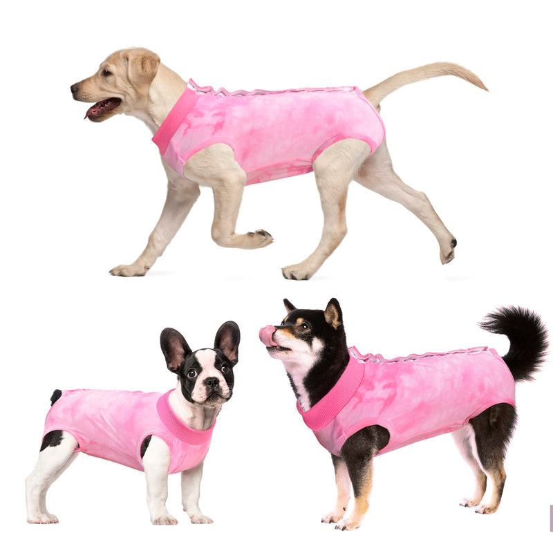 Dog Surgery Recovery Suit, Tie Dye Pet Surgical Suit for Female Dogs, Cone E-Collar Alternatives Abdominal Wounds Protector, Neuter Dog Anti-Licking Onesie for Small Medium Large Dogs, Small Pink - PawsPlanet Australia