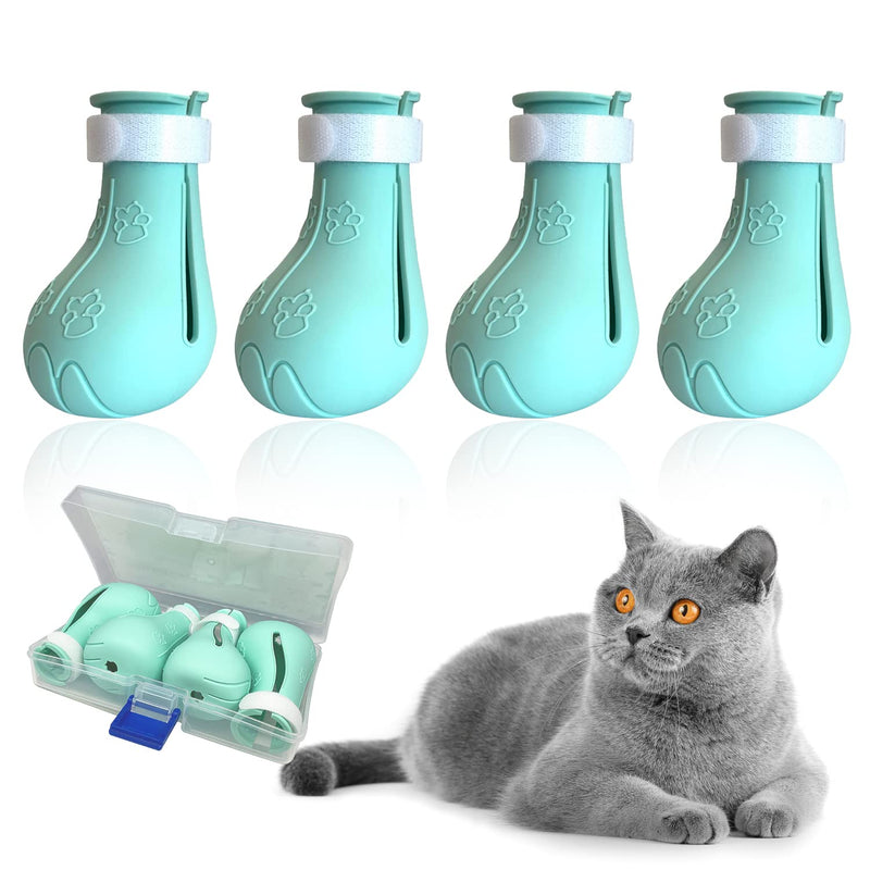 Cat Claw Covers Cat Boots for Cats Only, Cat Anti-Scratch Shoes Adjustable Prickly Anti-Off Shoes, Soft Silicone Cat Paw Protector Boots for Cat Grooming Bathing Shaving to Prevent Scratching (Green) Green-1 - PawsPlanet Australia