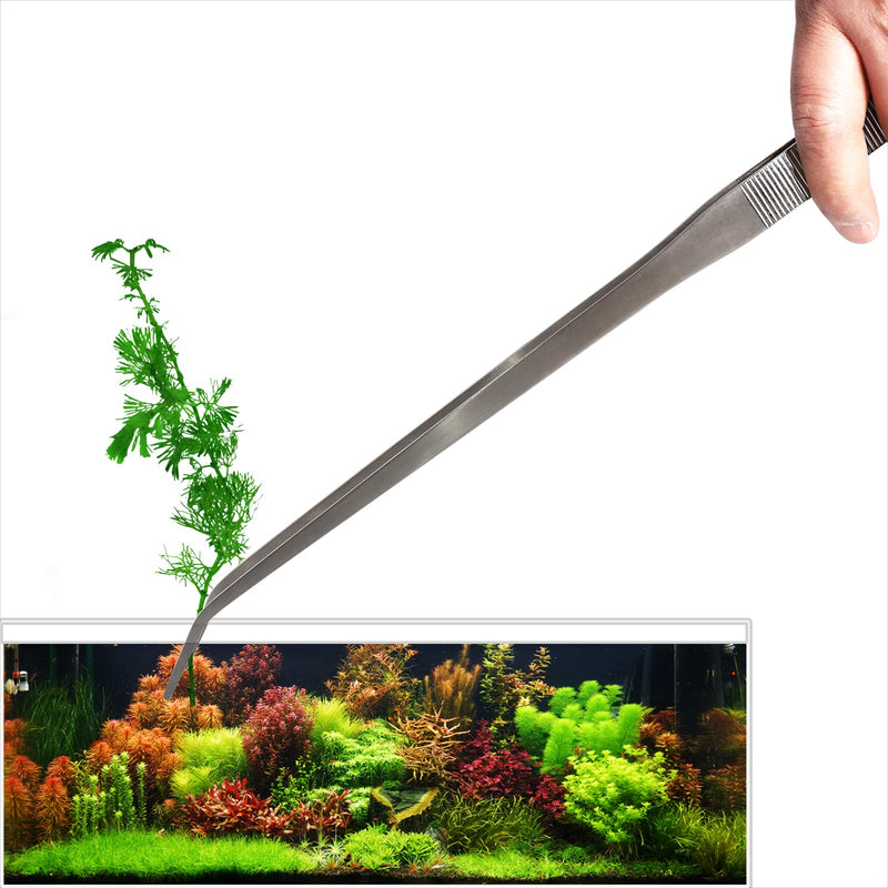18.9 inch Heavy Duty Extra Long Tweezers for Salt & Fresh Water Fish Tank, Curved SUS 304 Stainless Steel Aquascape Tweezers for Aquarium & Terrarium, Large Metal Snake Feeding Tongs - PawsPlanet Australia