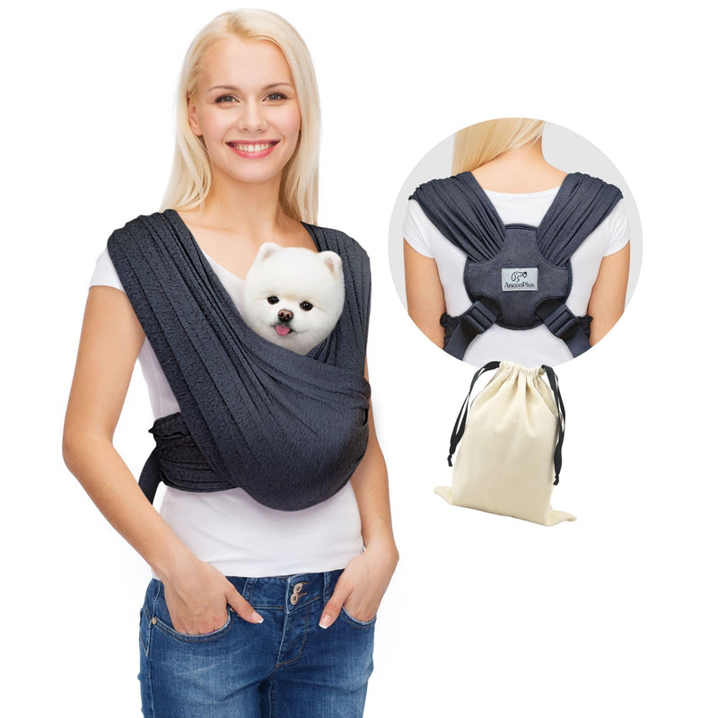 Dog Carrier for Small Dogs, Front Facing Dog Carrier Sling, Hands Free Cat Sling, Size Adjustable, Reducing Back Pain, Soft Cotton, Premium Dog Sling Carrier (Regular, Charcoal Black) Regular - PawsPlanet Australia
