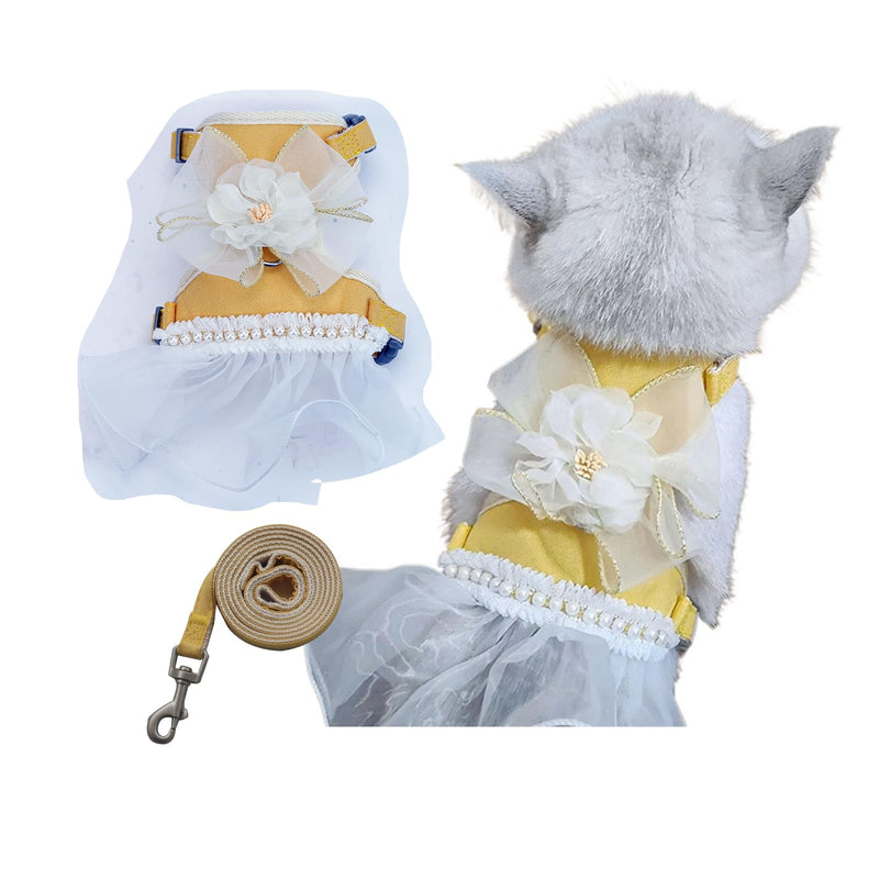 Cat Harness and Leash Set, Escape Proof Travel Cat Harness for Small to Large Cats, Yellow Color Medium - PawsPlanet Australia
