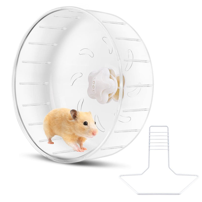 6.7inch Hamster Exercise Wheel, FHDUSRYO Transparent Hamster Running Wheel with Metal Stand, Silent Spinner Hamster Wheel, Pet Running Toy Cage Accessory for Small Animals, Mice Rat, Hedgehog - PawsPlanet Australia