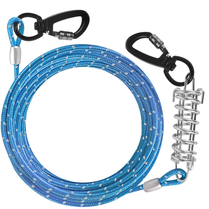 Dog Tie Out Cable 10ft/15ft/20ft/30ft Dog Runner for Yard and Outdoor with Swivel Hook Green/Blue/Purple Reflective Lead Dog Chains for Training Small to Medium Dogs Up to 100lbs 4mm 15ft Blue - PawsPlanet Australia