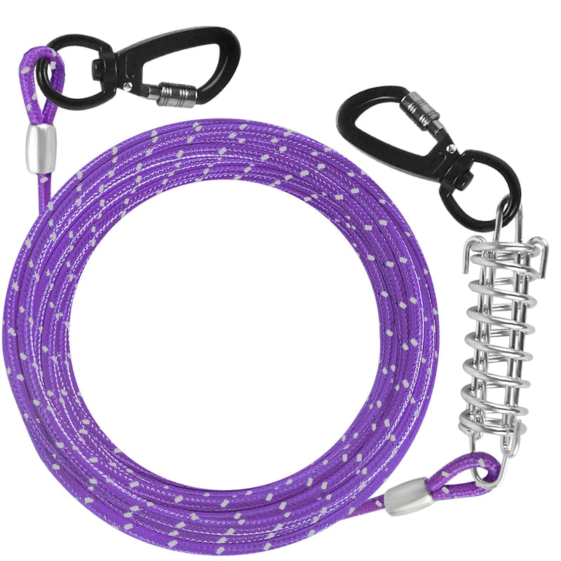 Dog Tie Out Cable 10ft/15ft/20ft/30ft Dog Runner for Yard and Outdoor with Swivel Hook Green/Blue/Purple Reflective Lead Dog Chains for Training Small to Medium Dogs Up to 100lbs 4mm 15ft Purple - PawsPlanet Australia