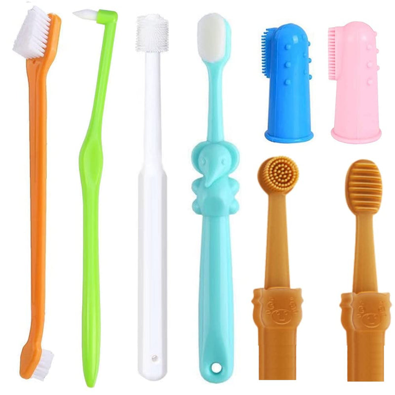 8 Pack Small Dog & Cat Toothbrush Kit, 360º Pet Toothbrush/Mini Head/Dual Head / 10000 Ultra-Soft Bristles Tooth Brush/Finger Toothbrushs for Cat Kitten Doggie Dental Care, Oral Hygiene - PawsPlanet Australia